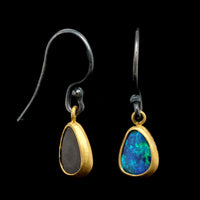 Lika Behar Sterling Silver 24K Yellow Gold Estate and Opal Earrings