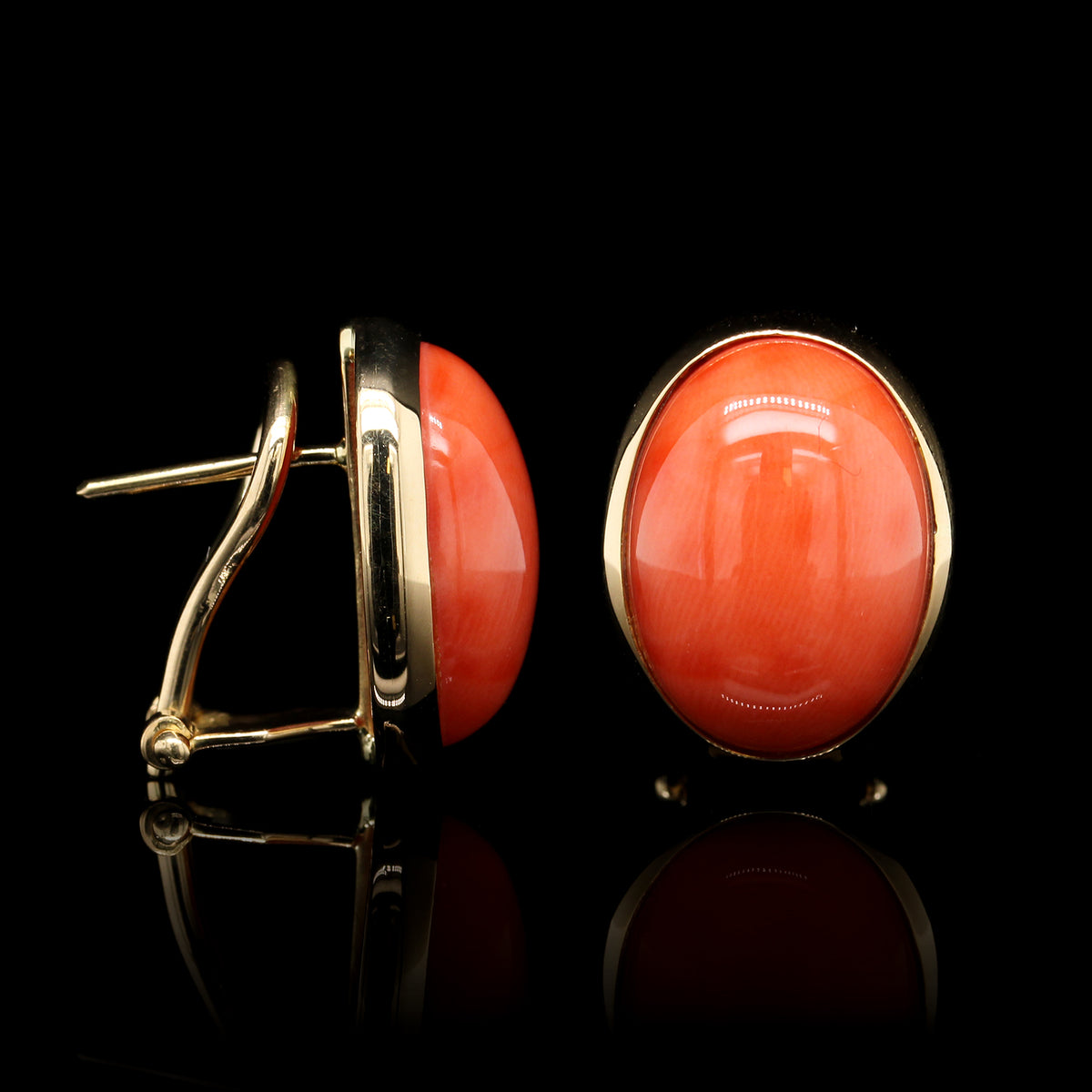 18K Yellow Gold Estate Coral Earrings