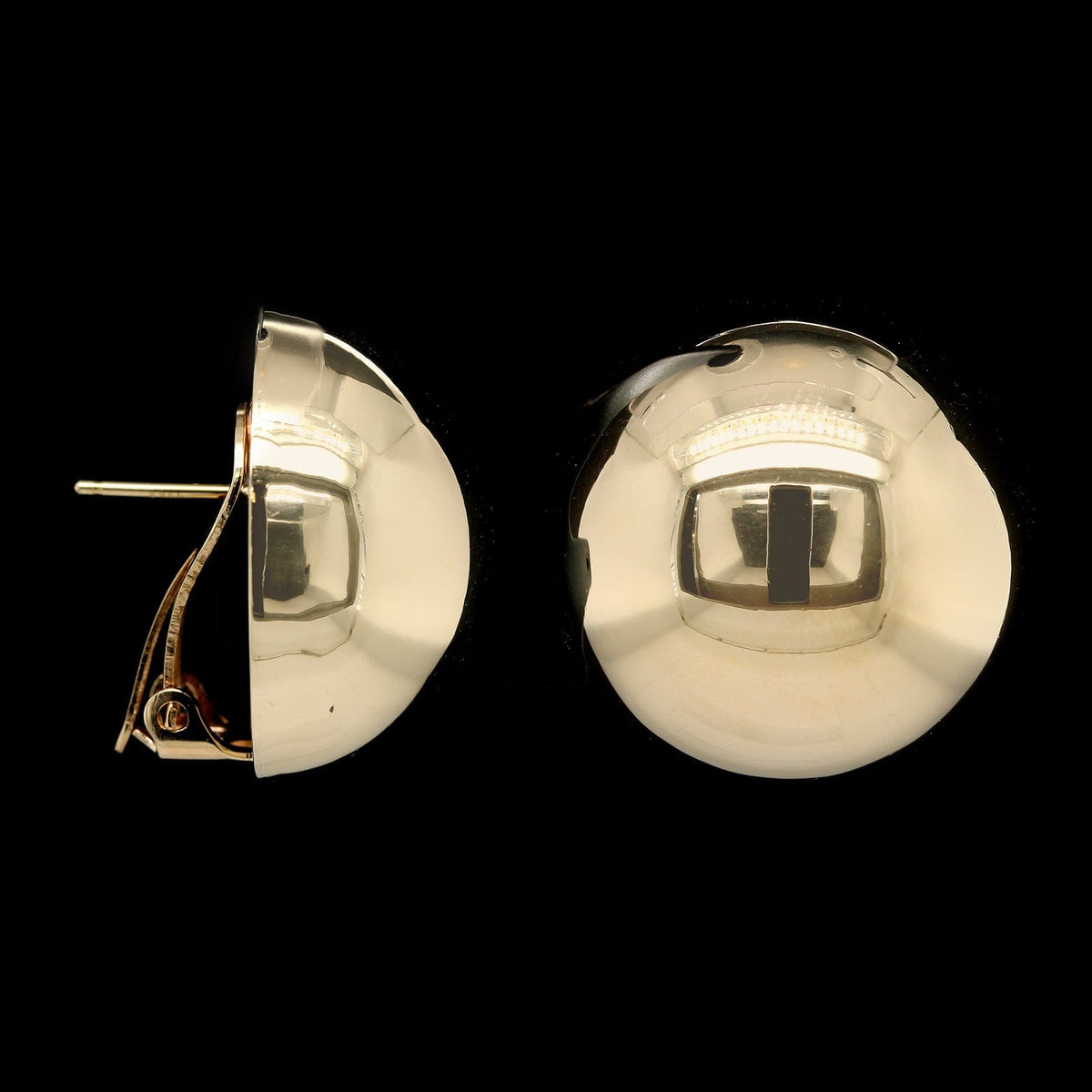 14K Yellow Gold Estate Dome Earrings