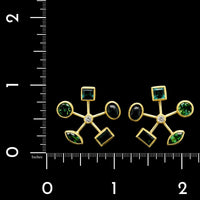 Petra Class 22K 18K Yellow Gold Estate Green Tourmaline and Diamond Earrings