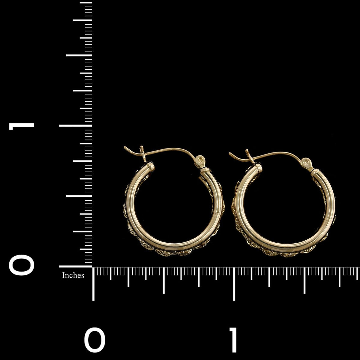 14K Yellow Gold Estate Roped Hoop Earrings