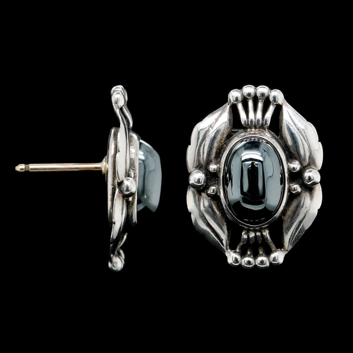 Georg Jensen Sterling Silver Estate Hematite 'Heritage Collection' Earrings