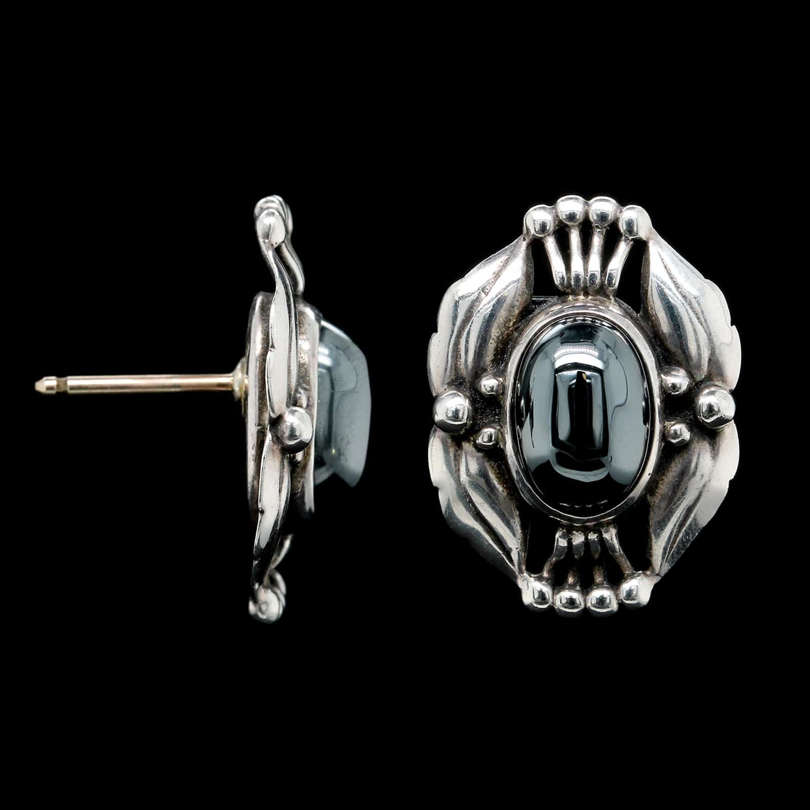 Georg Jensen Sterling Silver Estate Hematite 'Heritage Collection' Earrings