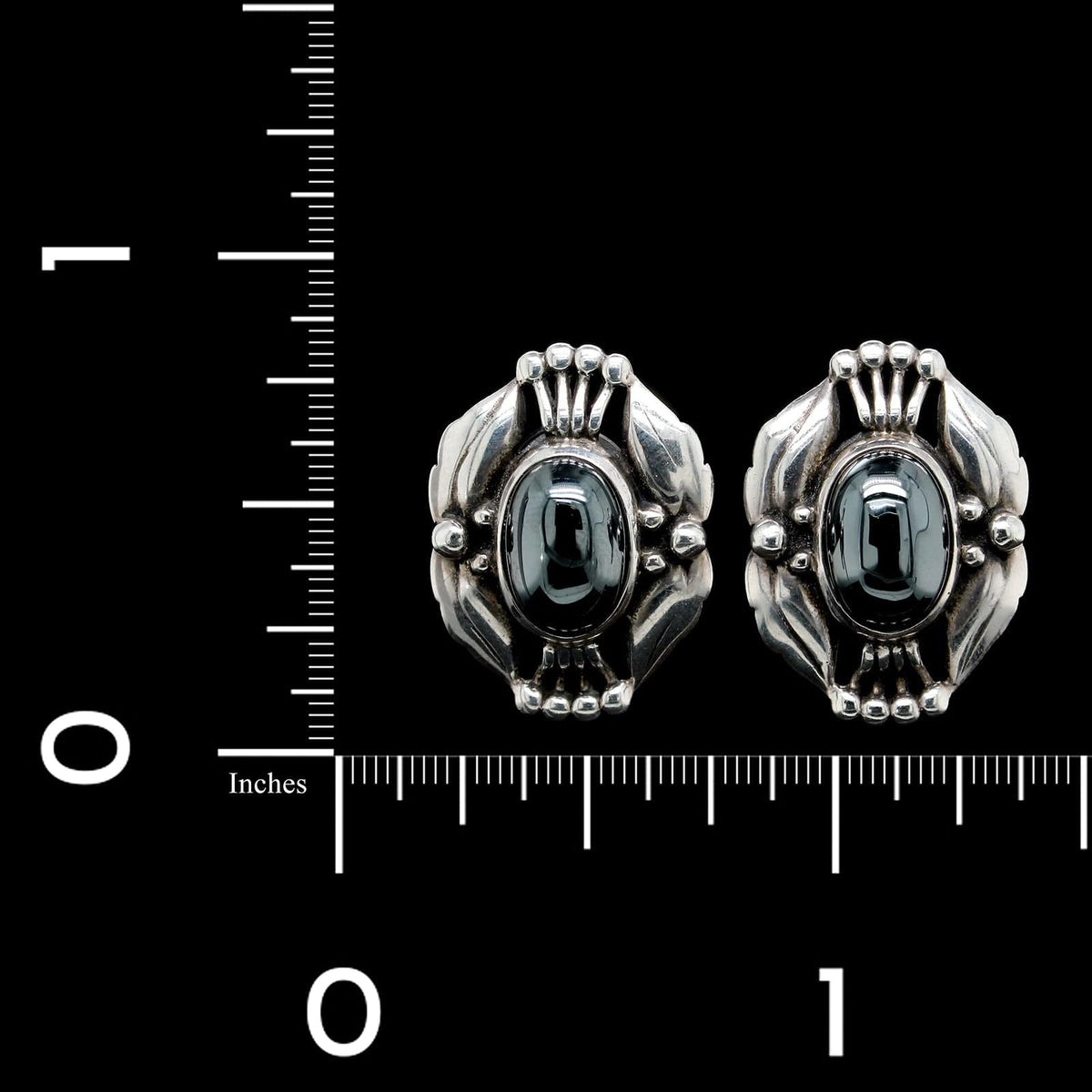 Georg Jensen Sterling Silver Estate Hematite 'Heritage Collection' Earrings