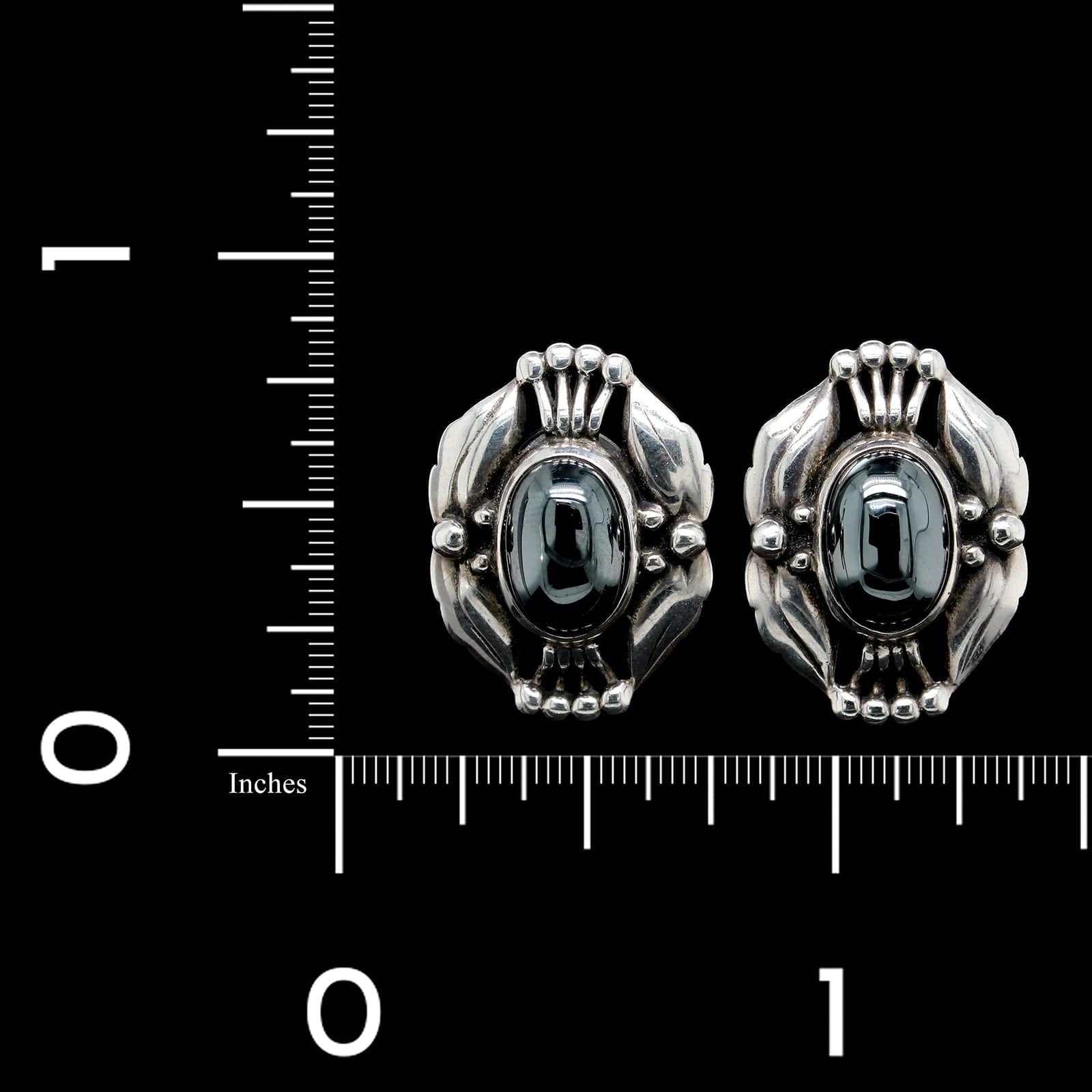 Georg Jensen Sterling Silver Estate Hematite 'Heritage Collection' Earrings