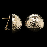 14K Yellow Gold Estate Hammered Dome Earrings