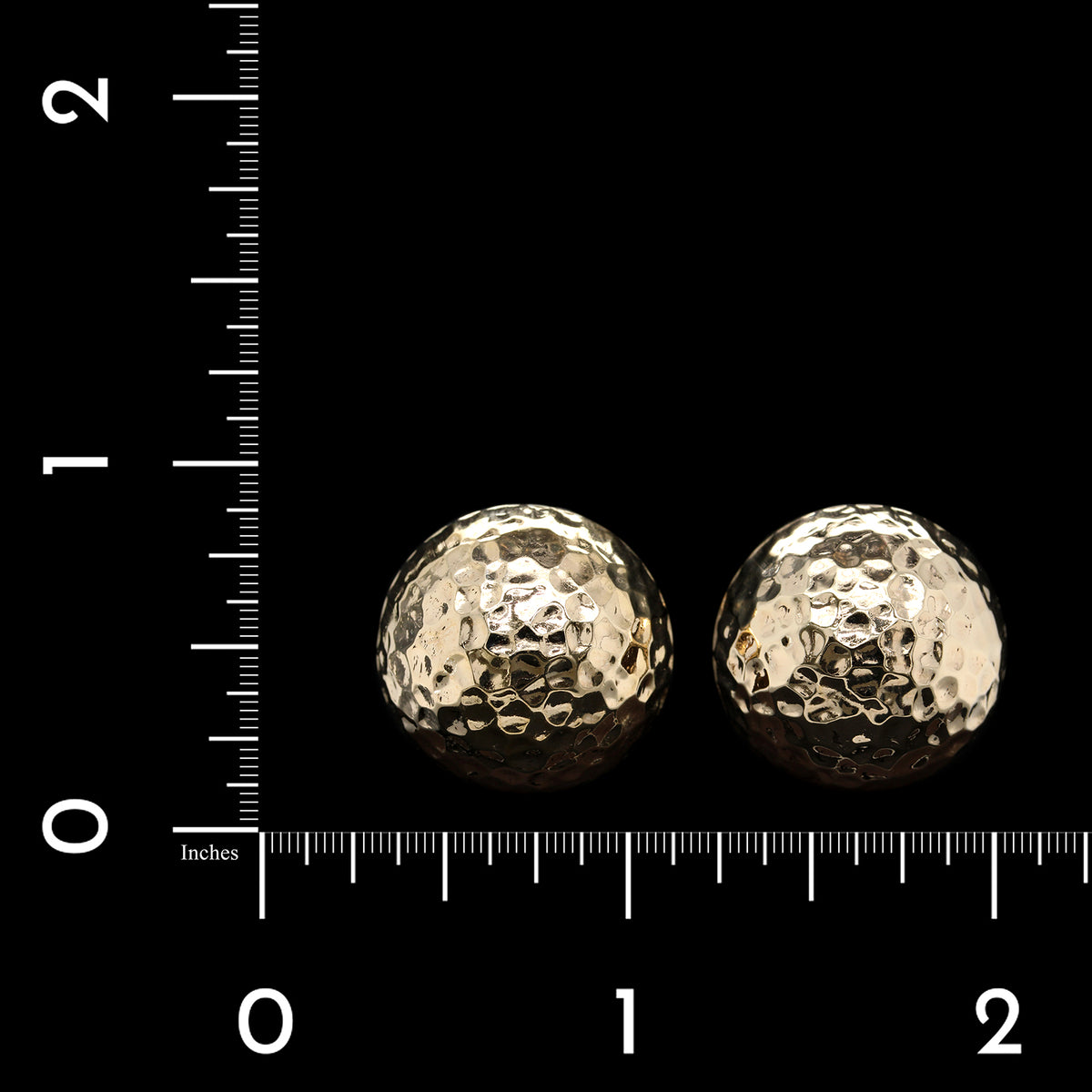 14K Yellow Gold Estate Hammered Dome Earrings