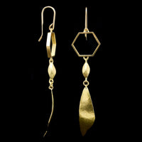 Gabriella Kiss 18K Yellow Gold Estate Hammered Drop Earrings