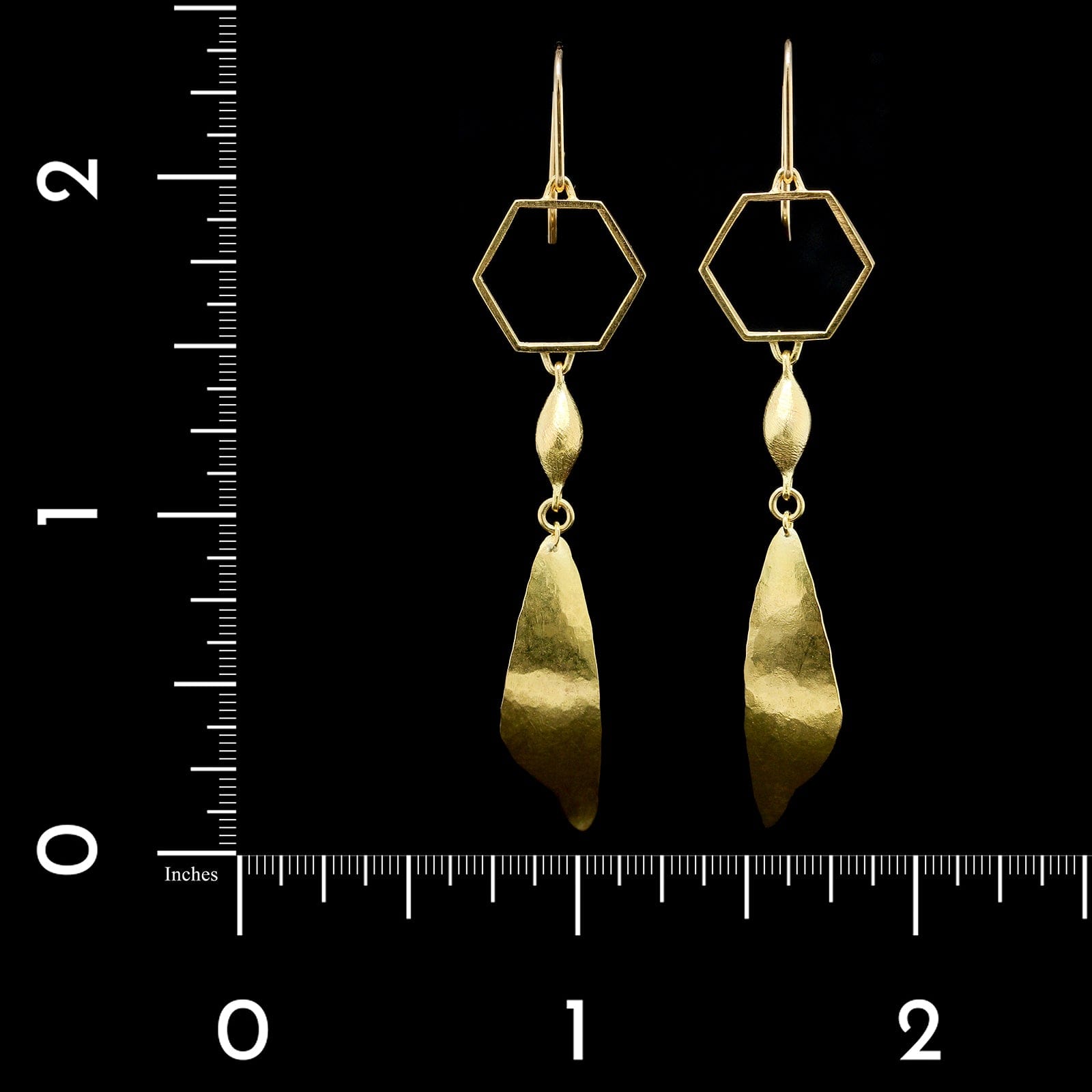 Gabriella Kiss 18K Yellow Gold Estate Hammered Drop Earrings