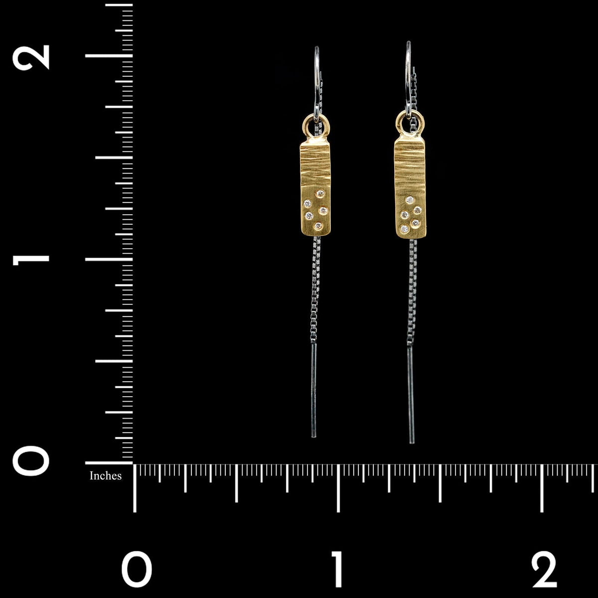 Kate Maller 18K Yellow Gold Estate Argentium Silver and Diamond Thread Earrings