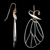 Gabriella Kiss Sterling Silver Estate Orange Sapphire Butterfly Cell Wing Earrings