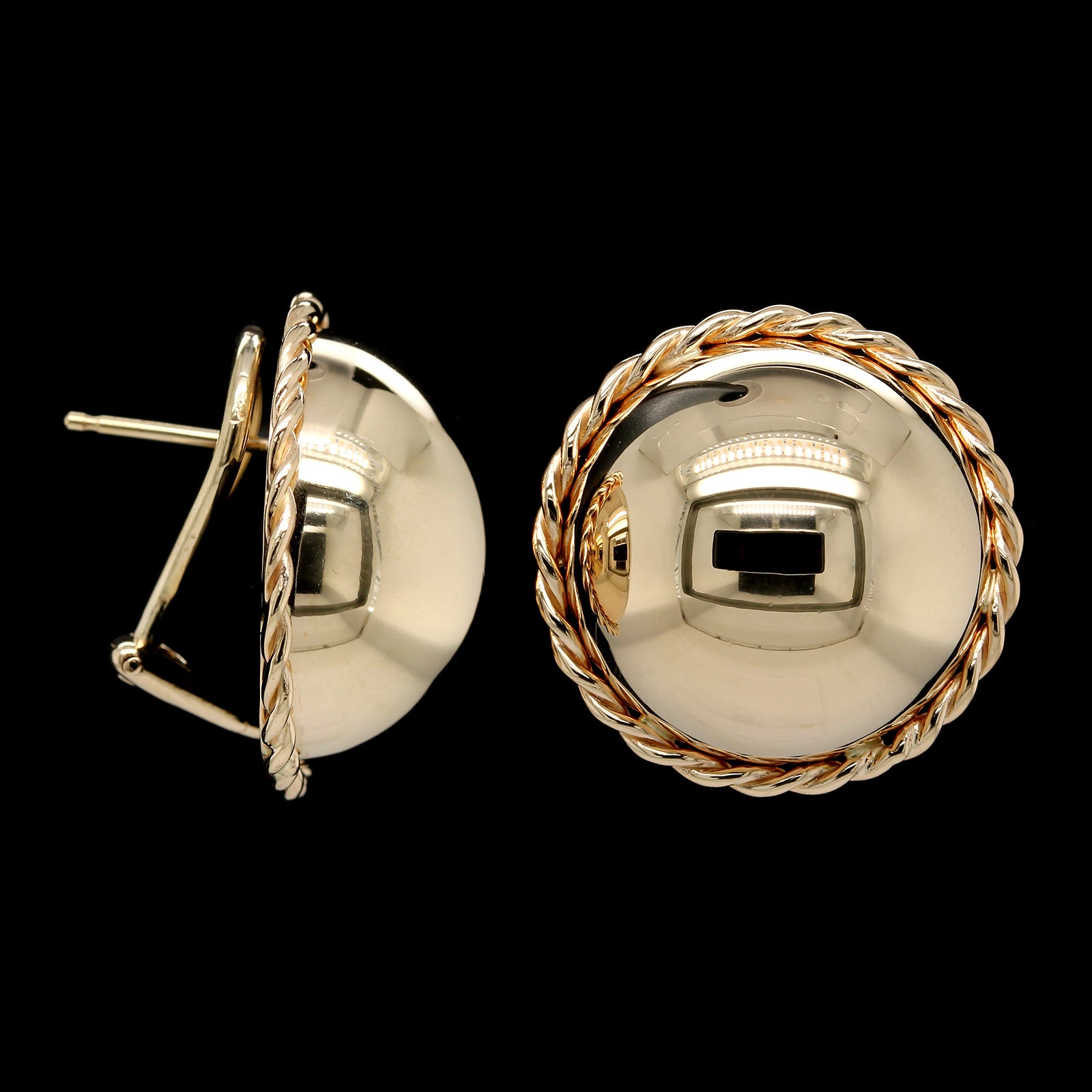 14K Yellow Gold Estate Dome Earrings