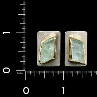 Sterling Silver 18K Yellow Gold Estate Beryl Earrings