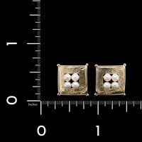 14K Yellow Gold Estate Cultured Pearl Earrings
