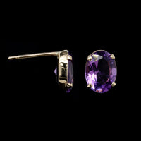 14K Yellow Gold Estate Amethyst Stud Earrings