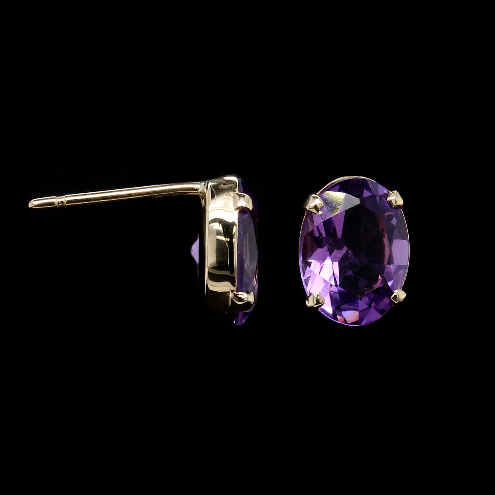 14K Yellow Gold Estate Amethyst Stud Earrings