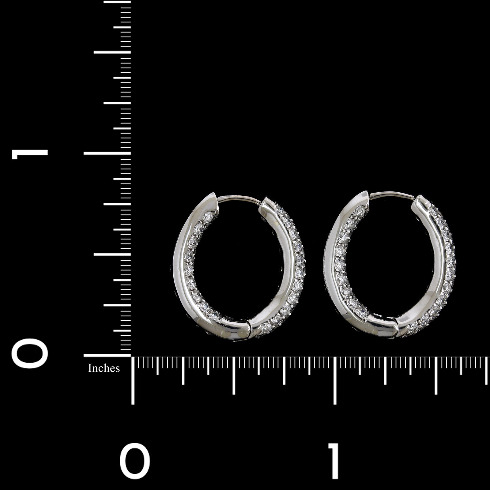 14K White Gold Estate Diamond Hoop Earrings
