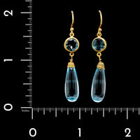 Lika Behar 24K Yellow Gold Estate Blue Topaz Drop Earrings