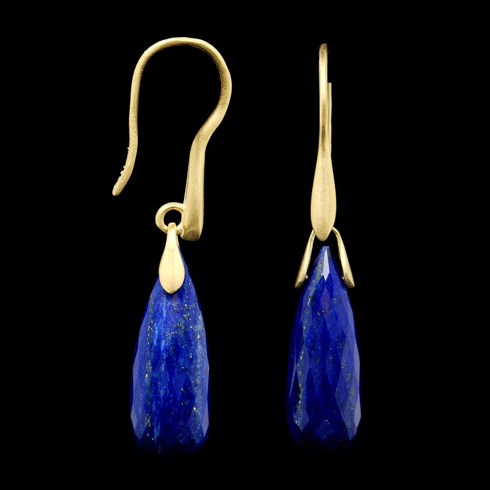 Eve Designs 18K Yellow Gold Estate Lapis Lazuli Earrings