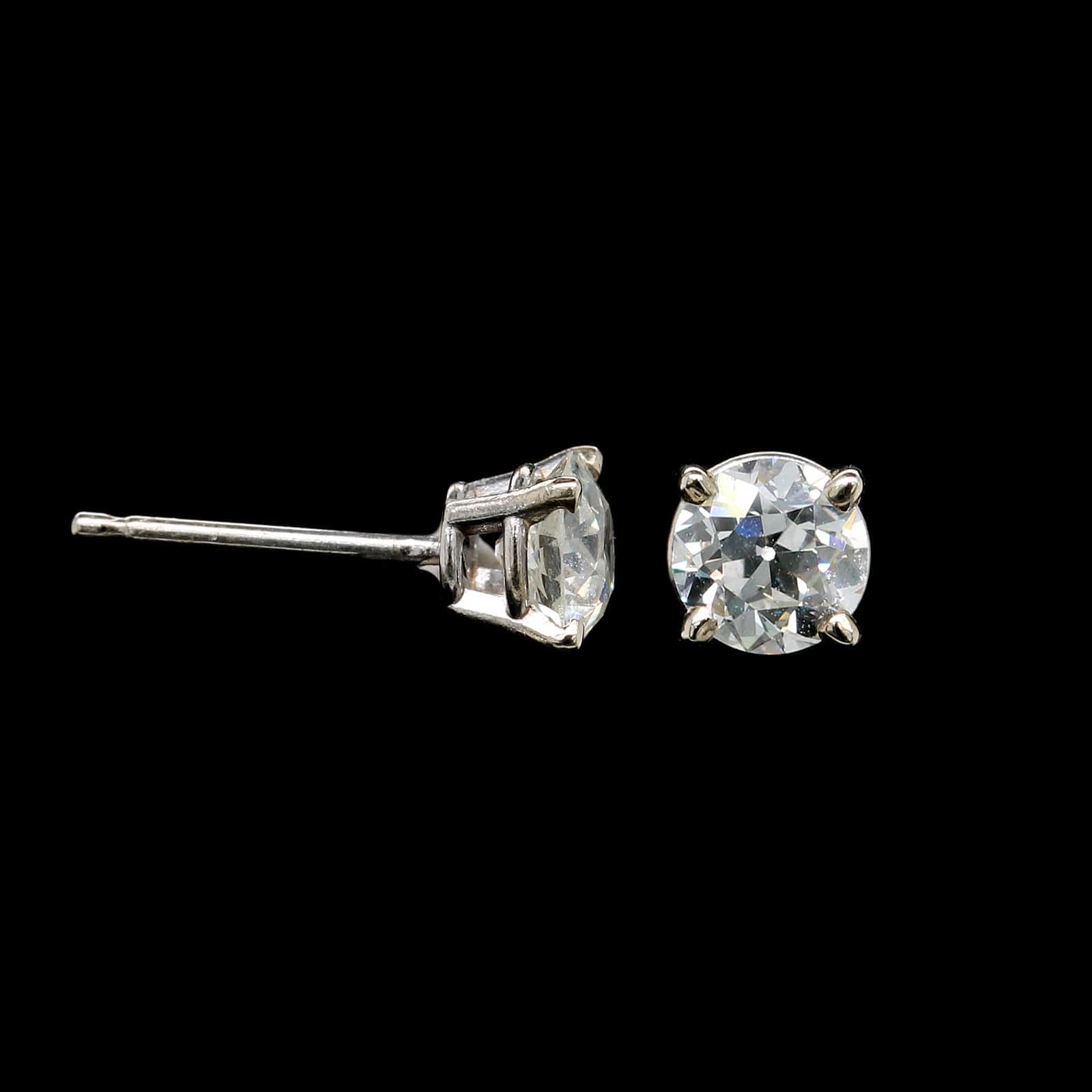 14K White Gold Estate Diamond Studs