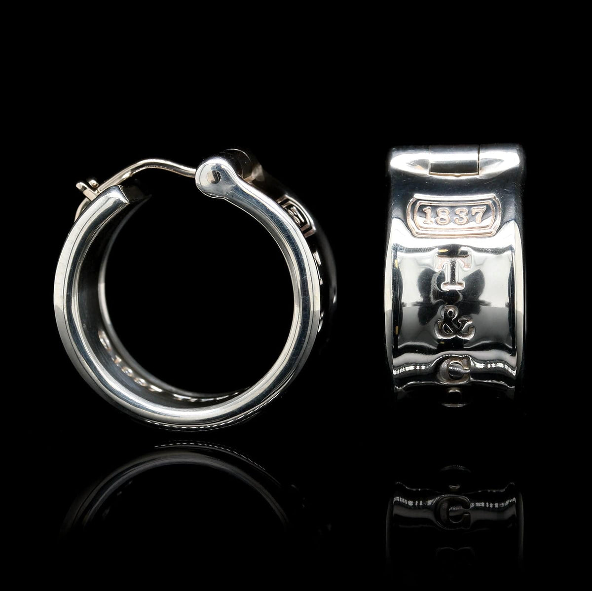 Tiffany & Co. Sterling Silver Estate 1837 Wide Hoops