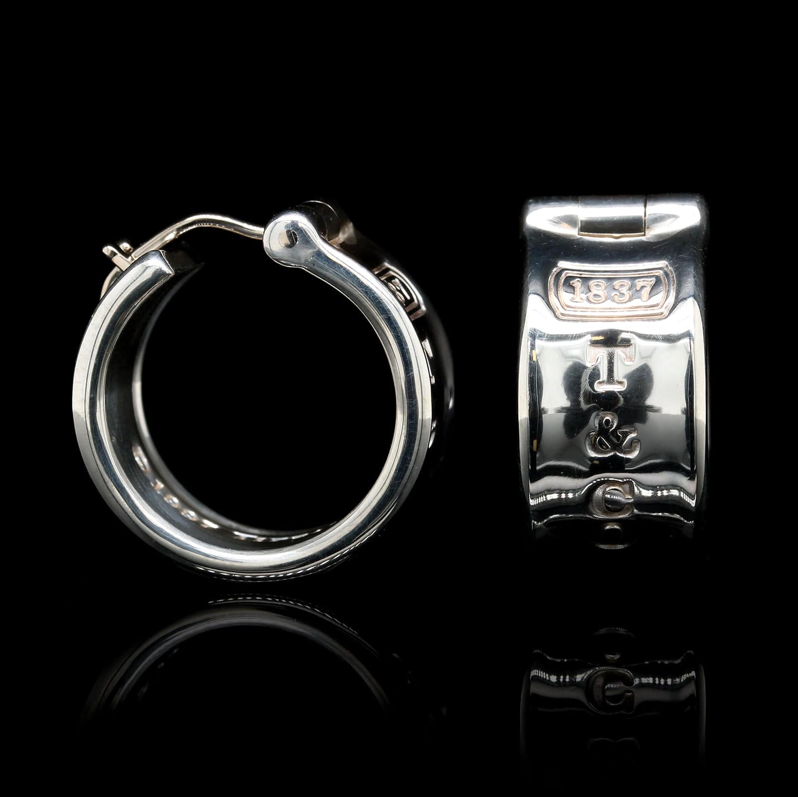 Tiffany & Co. Sterling Silver Estate 1837 Wide Hoops