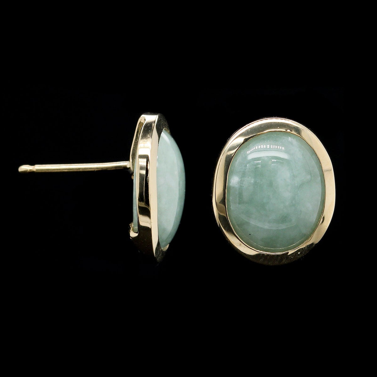 14K Yellow Gold Estate Jade Studs
