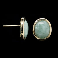 14K Yellow Gold Estate Jade Studs