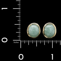 14K Yellow Gold Estate Jade Studs