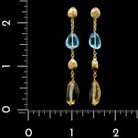 Marco Bicego 18K Yellow Gold Estate Blue Topaz and Citrine Drop Earrings