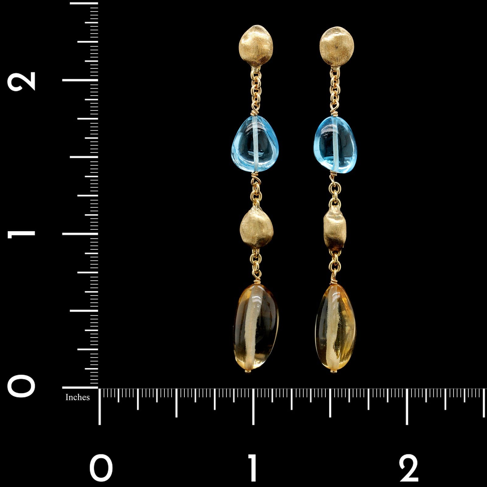 Marco Bicego 18K Yellow Gold Estate Blue Topaz and Citrine Drop Earrings