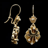 Vintage 14K Yellow Gold Estate Cultured Seed Pearl Earrings
