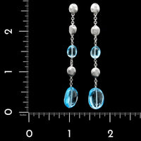 18K White Gold Estate Blue Topaz Drop Earrings