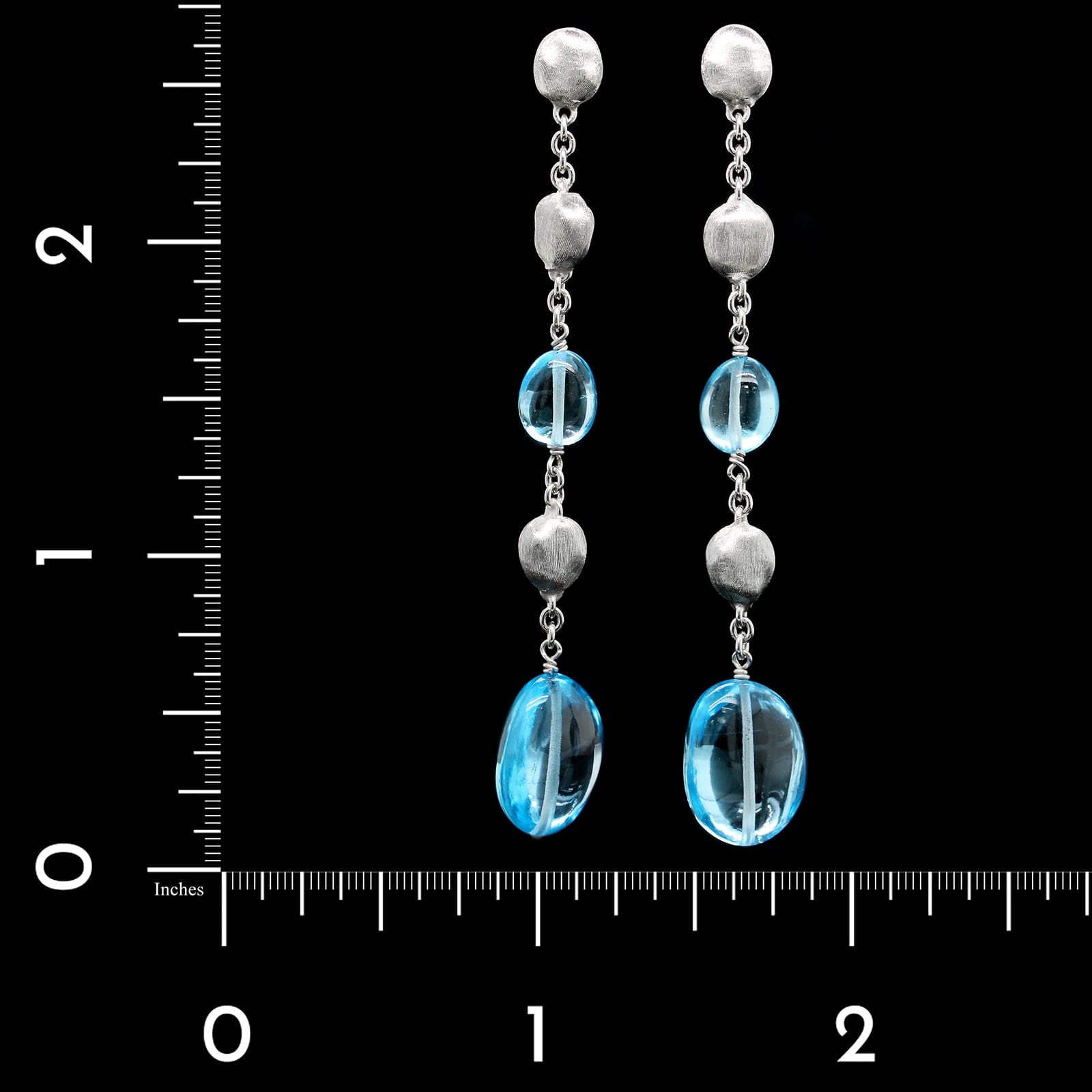 18K White Gold Estate Blue Topaz Drop Earrings