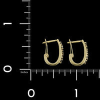14K Yellow Gold Estate Diamond Hoop Earrings