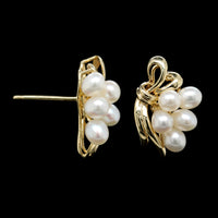 14K Yellow Gold Estate Freshwater Cultured Pearl Earrings