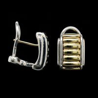 Lagos Sterling Silver and 18K Yellow Gold Estate Caviar Earrings