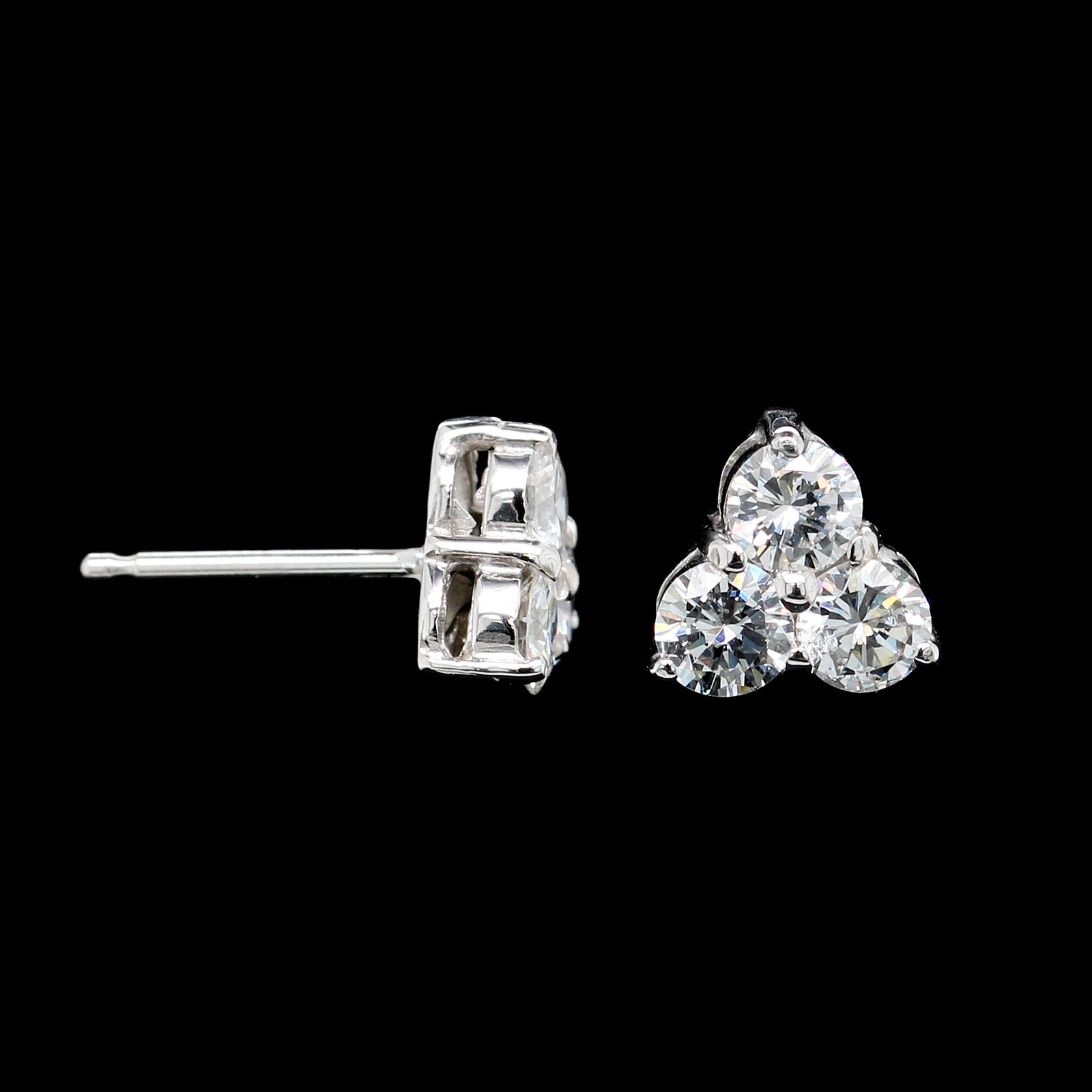 14K White Gold Estate Diamond Cluster Stud Earrings