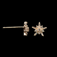 14K Yellow Gold Estate Diamond Snowflake Stud Earrings