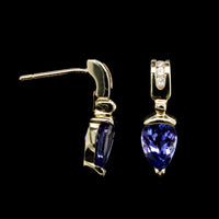 14K Yellow Gold Estate Tanzanite and Diamond Earrings
