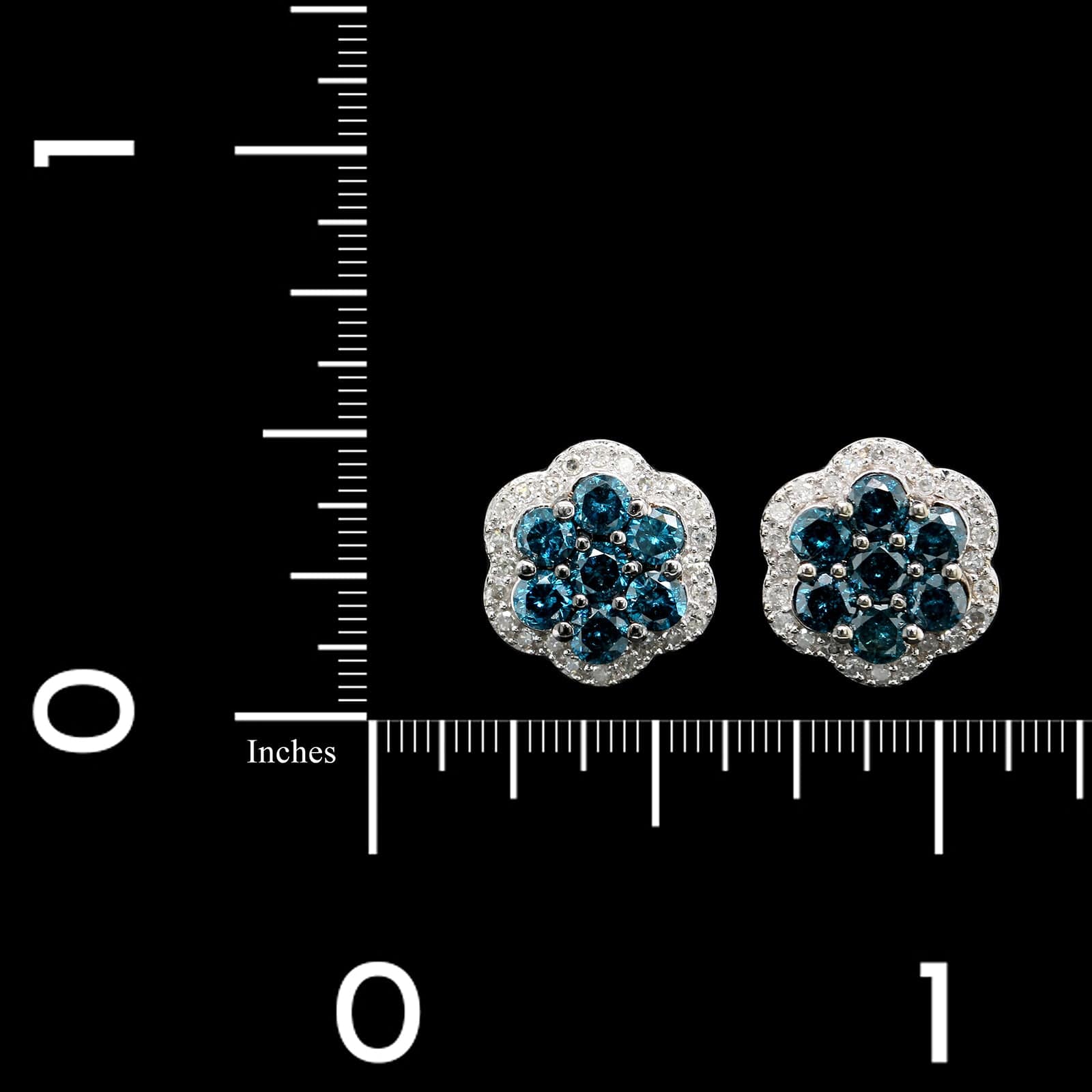 14K White Gold Estate Color Treated Diamond Earrings