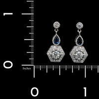 14K White Gold Estate Sapphire and Diamond Earrings