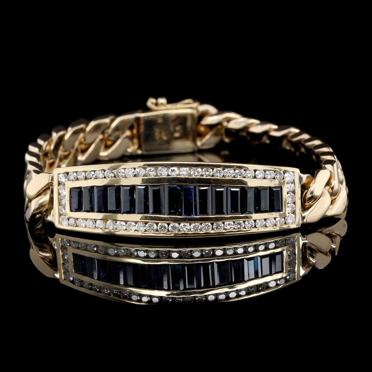 14K Yellow Gold Estate Sapphire and Diamond Bracelet