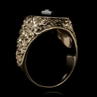 14K Yellow Gold Estate Onyx and Diamond Ring