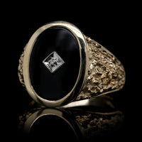 14K Yellow Gold Estate Onyx and Diamond Ring