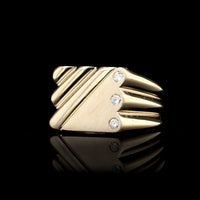 14K Yellow Gold Estate Diamond Signet Ring