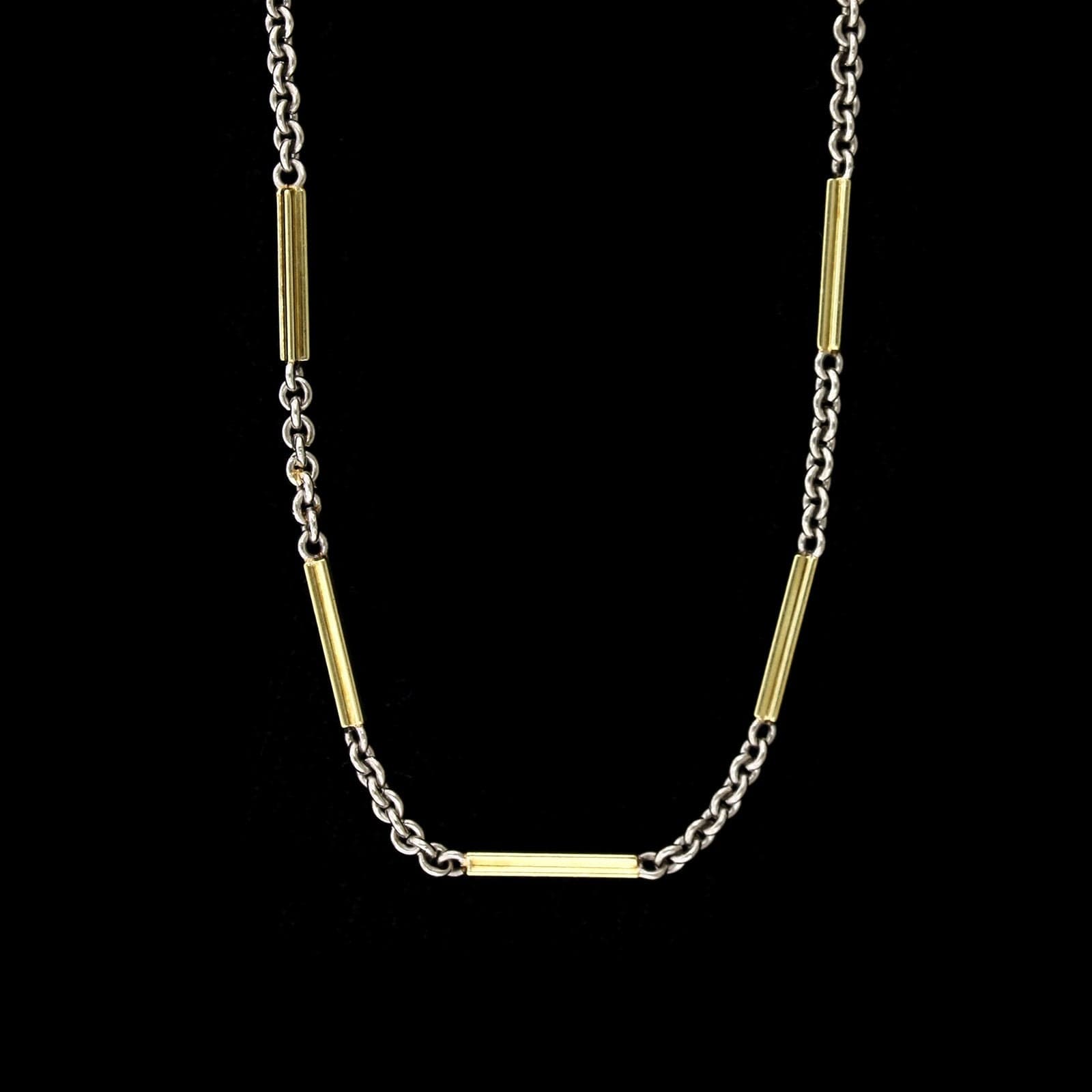 Antique 14K Yellow Gold and Platinum Estate Pocket Watch Chain