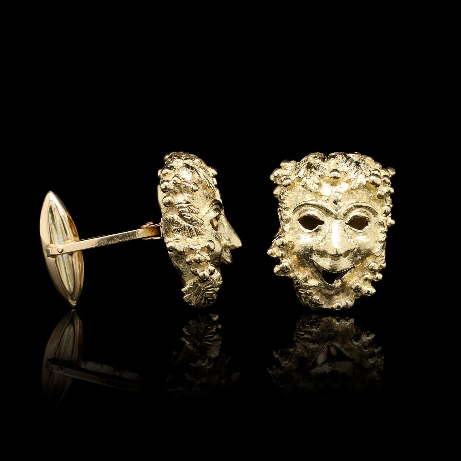 18K Yellow Gold Estate Bacchus Cufflinks