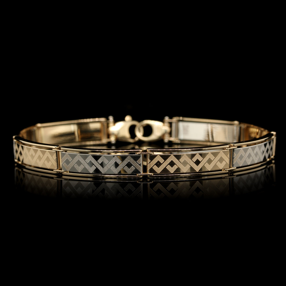 18K Two-Tone Gold Estate Etched Bracelet