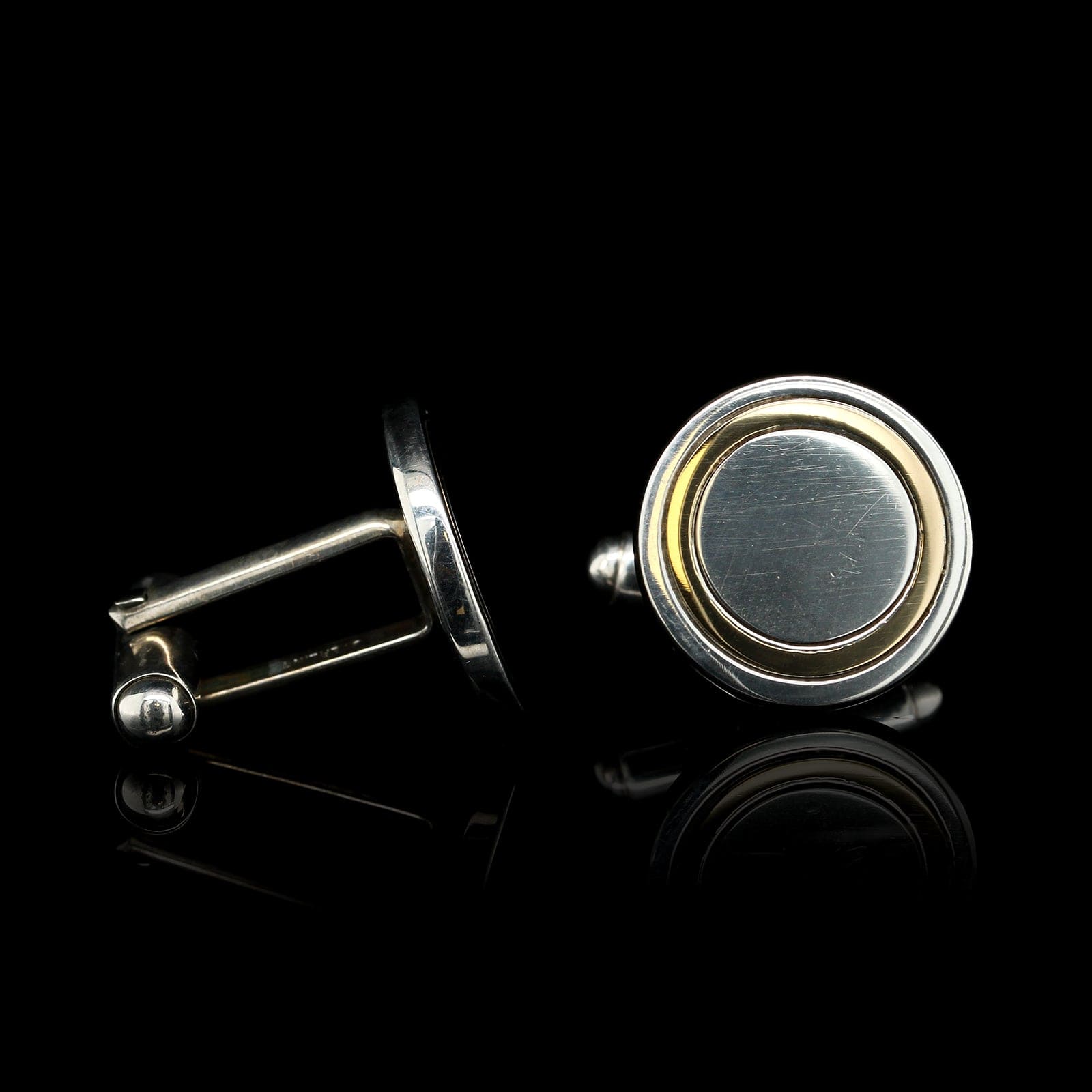 Tiffany & Co. Sterling Silver and 18K Yellow Gold Estate Circular Cufflinks